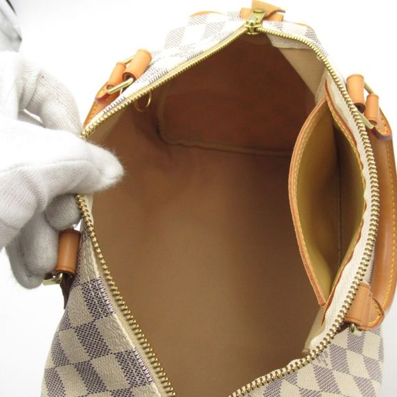 Louis Vuitton Speedy 30 Handbag Bag Canvas Leather Damier Azur White - Picture 6 of 7